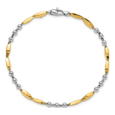 14K Two-Tone Gold 3.3mm Bead Chain Bracelet – view 5