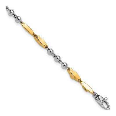 14K Two-Tone Gold 3.3mm Bead Chain Bracelet