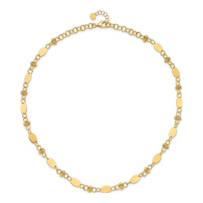 14K Yellow Gold 6mm Diamond-Cut Beaded Fancy Link Chain – view 4