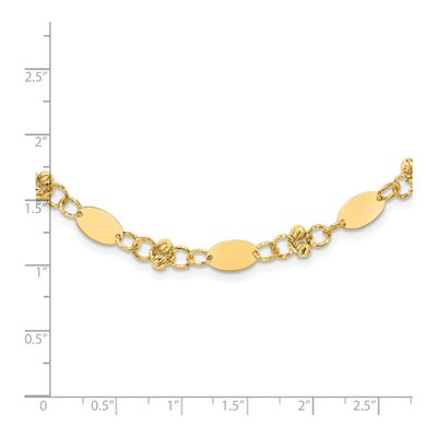 14K Yellow Gold 6mm Diamond-Cut Beaded Fancy Link Chain – view 5