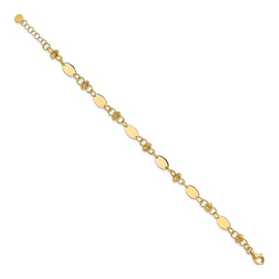14K Yellow Gold 6mm Diamond-Cut Beaded Fancy Plus Link Chain Bracelet – view 3