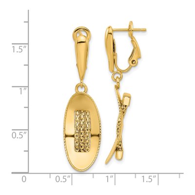 14K Yellow Gold Textured Omega Back Dangle Earrings – view 5