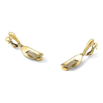 14K Yellow Gold Textured Omega Back Dangle Earrings – view 6