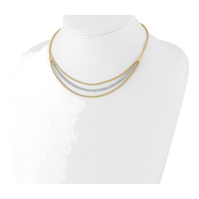 14K Two-Tone Gold 3-Strand Bib Necklace – view 3