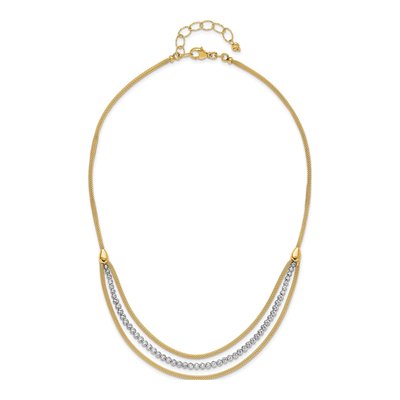 14K Two-Tone Gold 3-Strand Bib Necklace – view 4