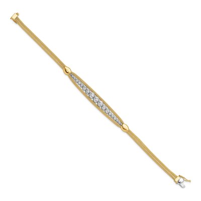 14K Two-Tone Gold 8.4mm Diamond-Cut Beaded Fancy Mesh Chain Bracelet – view 3