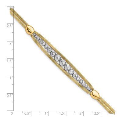 14K Two-Tone Gold 8.4mm Diamond-Cut Beaded Fancy Mesh Chain Bracelet – view 5
