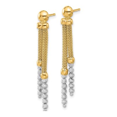 14K Two-Tone Gold Mesh Dangle Earrings – view 3