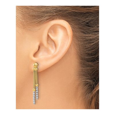 14K Two-Tone Gold Mesh Dangle Earrings – view 4