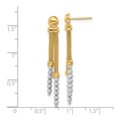 14K Two-Tone Gold Mesh Dangle Earrings – view 5