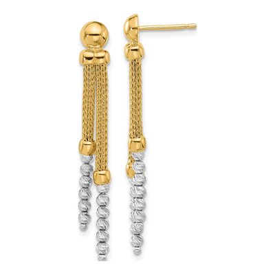 14K Two-Tone Gold Mesh Dangle Earrings