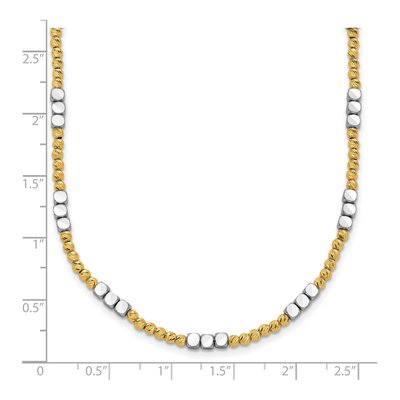 14K Two-Tone Gold Diamond-Cut Beaded 18-inch Necklace – view 4