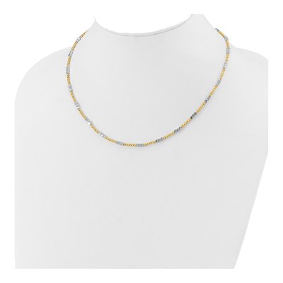 14K Two-Tone Gold Diamond-Cut Beaded 18-inch Necklace – view 5