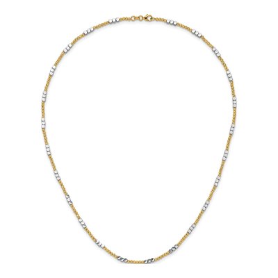 14K Two-Tone Gold Diamond-Cut Beaded 18-inch Necklace – view 6