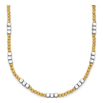 14K Two-Tone Gold Diamond-Cut Beaded 18-inch Necklace