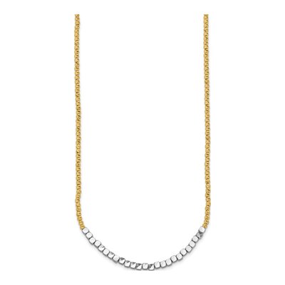 14K Two-Tone Gold 2.3mm Diamond-Cut Beaded Chain – view 3