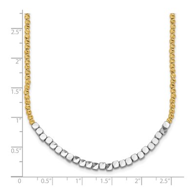 14K Two-Tone Gold 2.3mm Diamond-Cut Beaded Chain – view 4