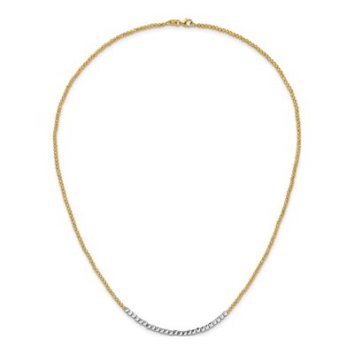 14K Two-Tone Gold 2.3mm Diamond-Cut Beaded Chain – view 6