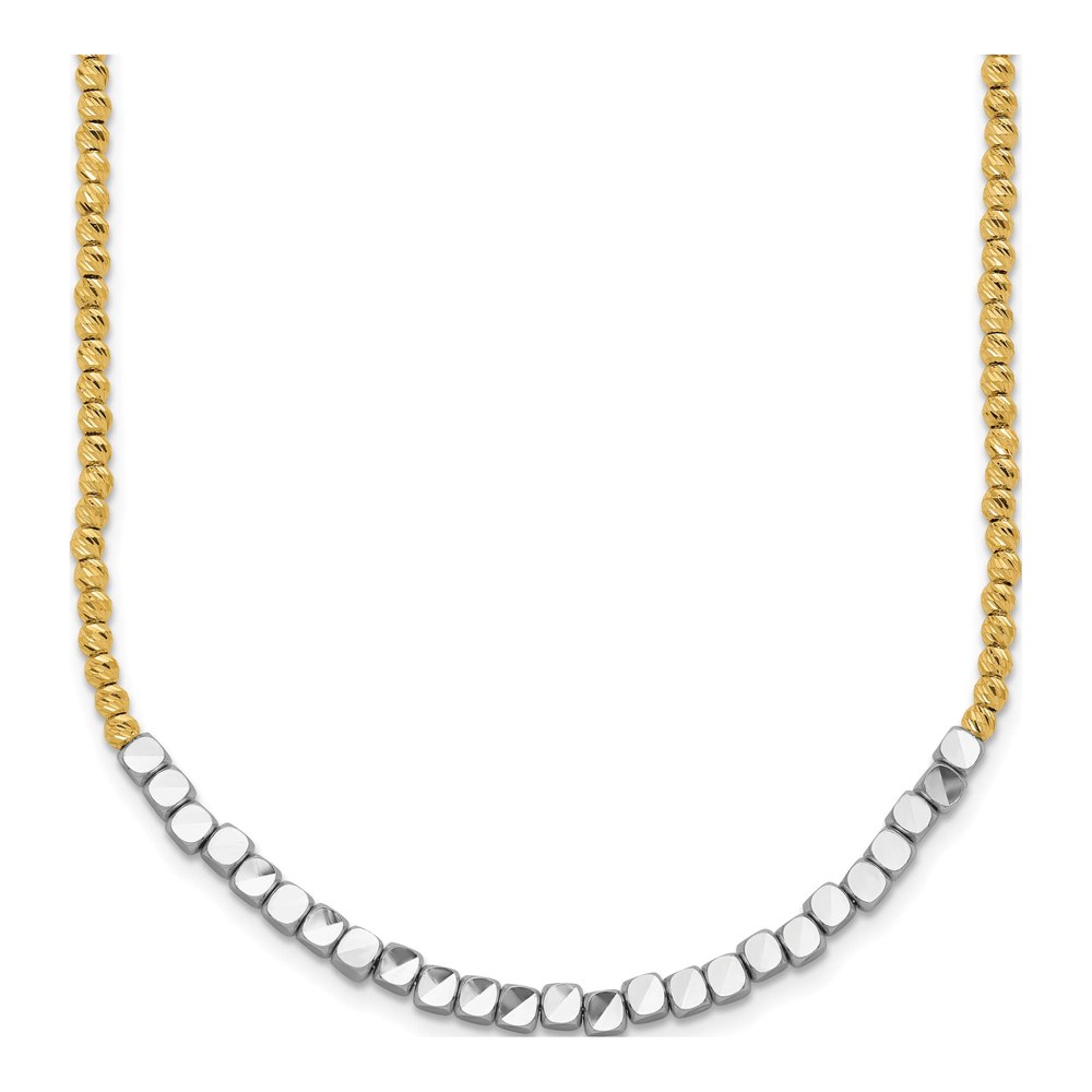 14K Two-Tone Gold 2.3mm Diamond-Cut Beaded Chain