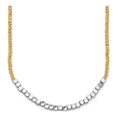 14K Two-Tone Gold 2.3mm Diamond-Cut Beaded Chain