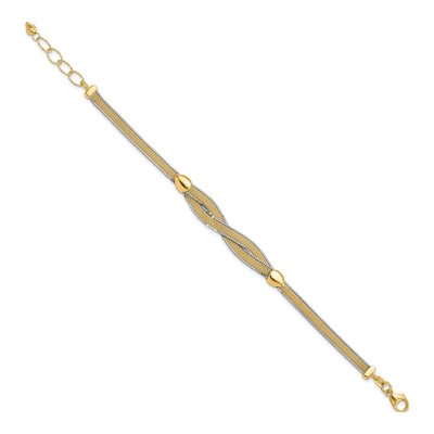 14K Two-Tone Gold 9.1mm Mesh Chain Bracelet – view 3