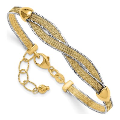 14K Two-Tone Gold 9.1mm Mesh Chain Bracelet – view 4