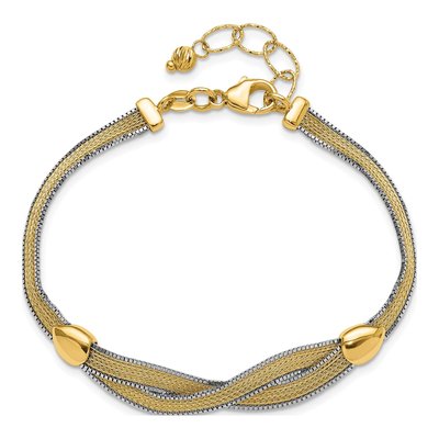 14K Two-Tone Gold 9.1mm Mesh Chain Bracelet – view 5