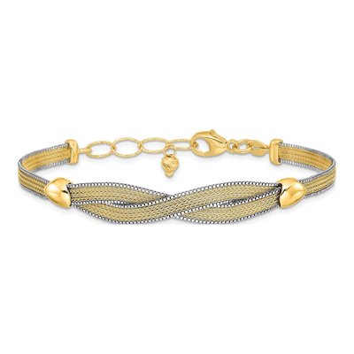14K Two-Tone Gold 9.1mm Mesh Chain Bracelet – view 6