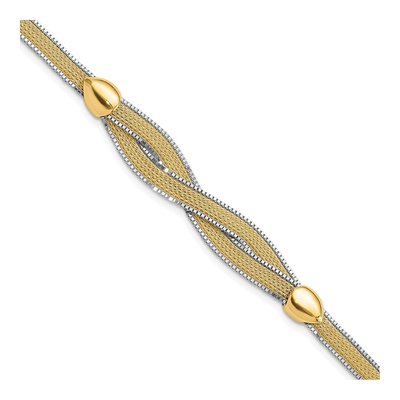 14K Two-Tone Gold 9.1mm Mesh Chain Bracelet