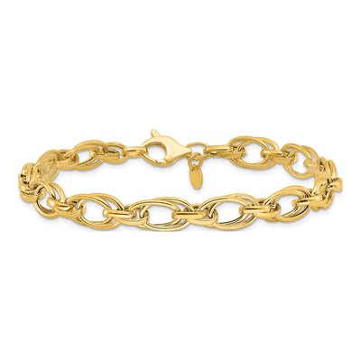 14K Yellow Gold Fancy Double Link Bracelet – view 4