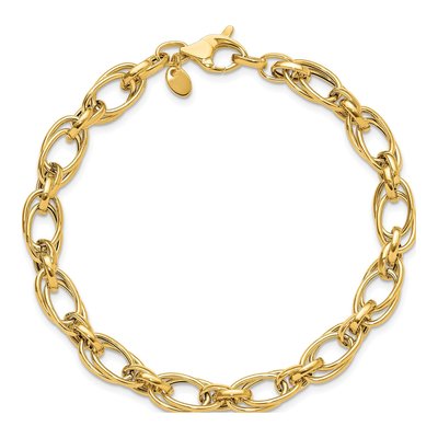 14K Yellow Gold Fancy Double Link Bracelet – view 5