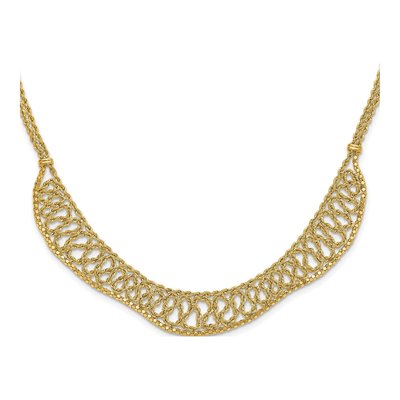 14K Yellow Gold Braided Rope Drape Necklace
