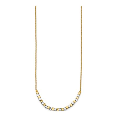 14K Two-Tone Gold Beaded Necklace – view 3