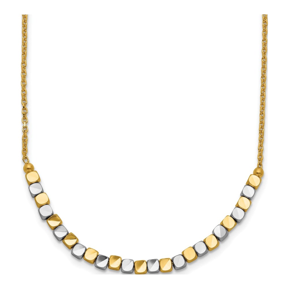 14K Two-Tone Gold Beaded Necklace