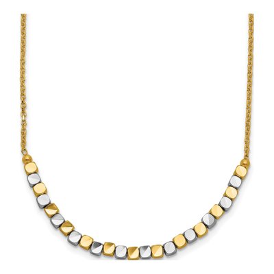 14K Two-Tone Gold Beaded Necklace