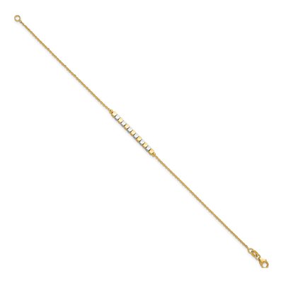 14K Two-Tone Gold Square Beaded Bracelet – view 3