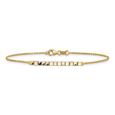 14K Two-Tone Gold Square Beaded Bracelet – view 4