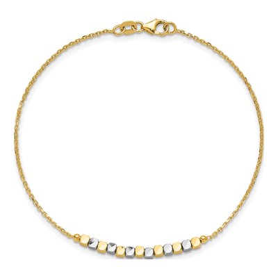 14K Two-Tone Gold Square Beaded Bracelet – view 5