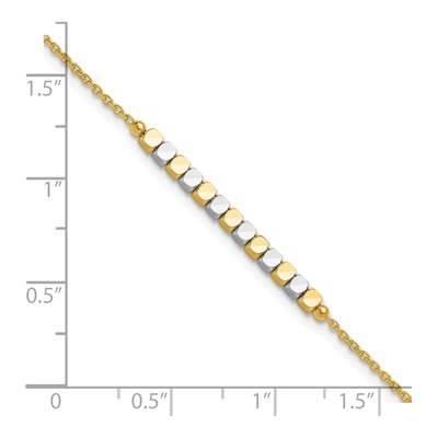 14K Two-Tone Gold Square Beaded Bracelet – view 6