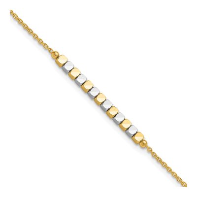 14K Two-Tone Gold Square Beaded Bracelet
