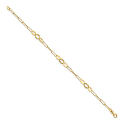 14K Yellow Gold 5mm Diamond-Cut Oval Paperclip Chain Bracelet – view 3