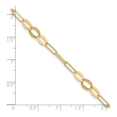 14K Yellow Gold 5mm Diamond-Cut Oval Paperclip Chain Bracelet – view 6