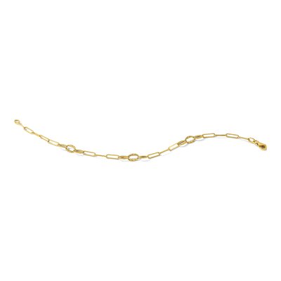 14K Yellow Gold 5mm Diamond-Cut Oval Paperclip Chain Bracelet – view 8
