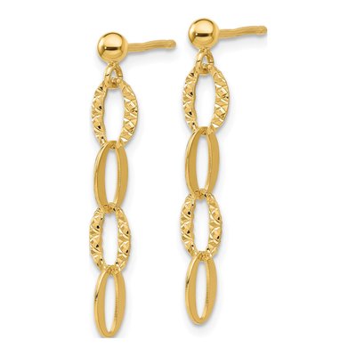 14K Yellow Gold Oval Link Dangle Earrings – view 3