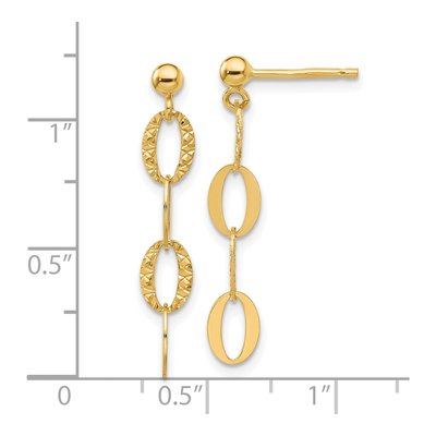 14K Yellow Gold Oval Link Dangle Earrings – view 5