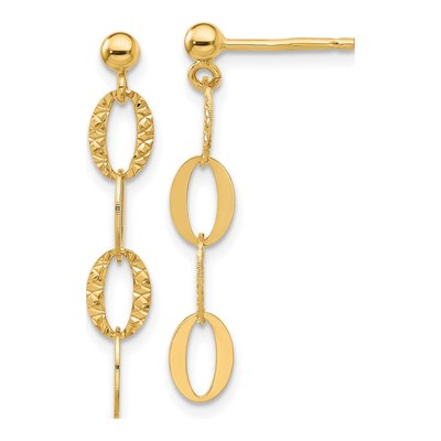 14K Yellow Gold Oval Link Dangle Earrings