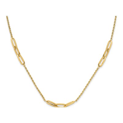 14K Yellow Gold Oval Link Rope Necklace