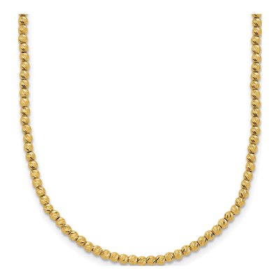 14K Yellow Gold Diamond-Cut Beaded Necklace