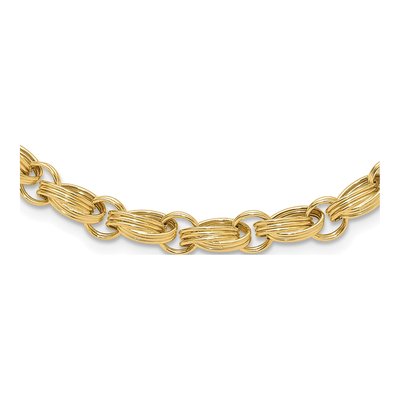 14K Yellow Gold Oval Fancy Link Necklace