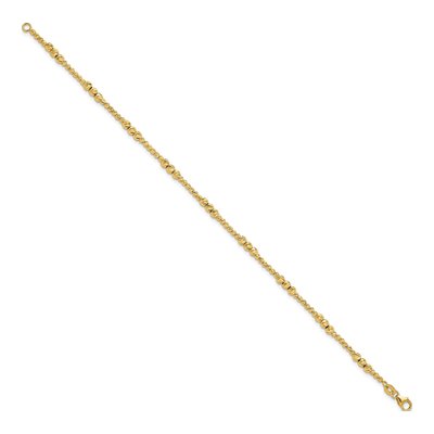 14K Yellow Gold Diamond-Cut Beaded Bracelet – view 2